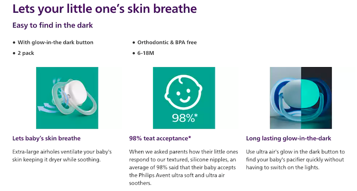 philips avent soother ultra air night time glow in the dark pacifier puting tidur 宝宝安抚奶嘴